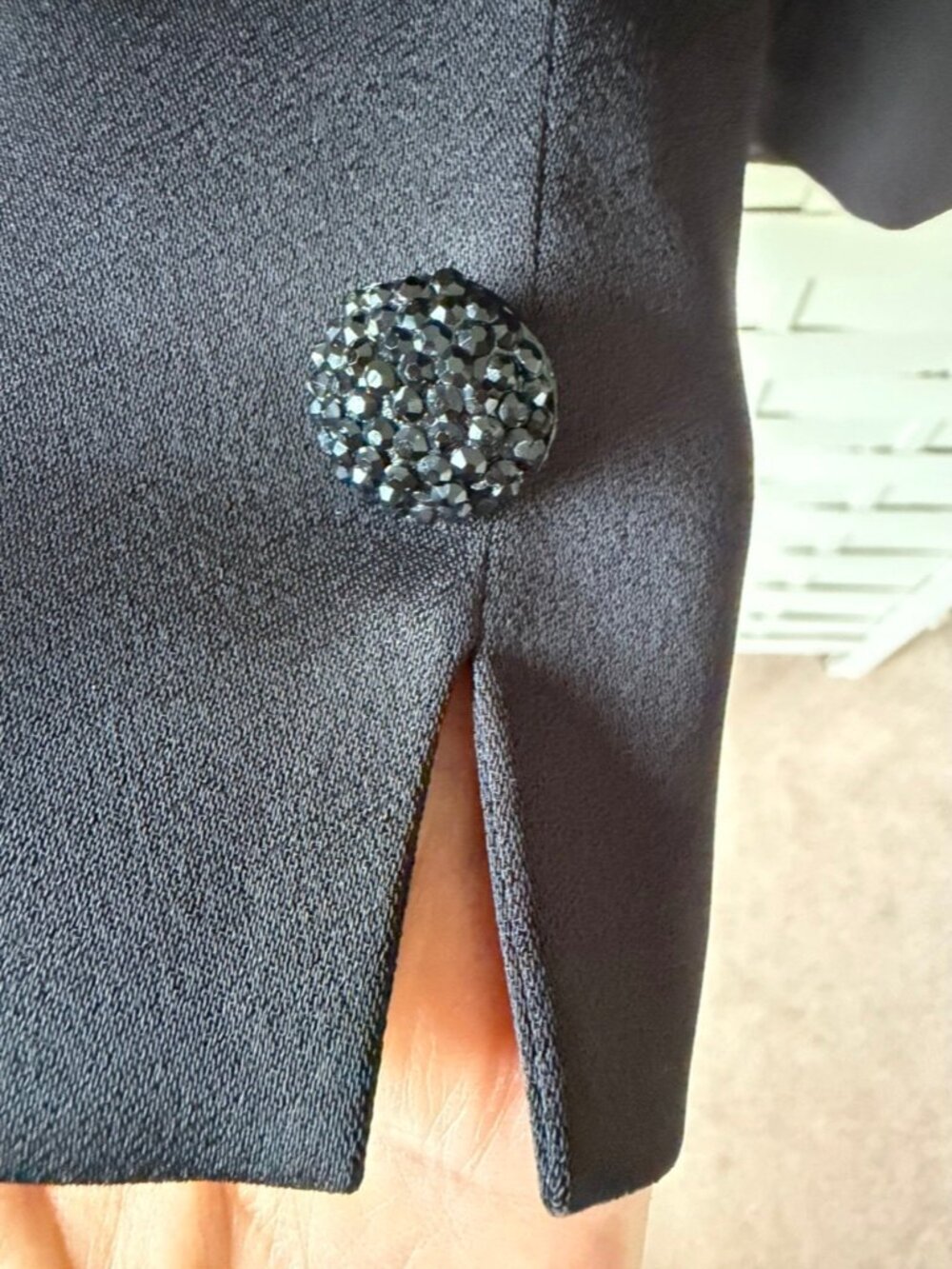 VTG Cara Lotti Black Collarless Tailored Blazer Wool Blend FR 42 US 10 NWT - Picture 4 of 7